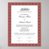 Red Frame Nikkah Zertifikat Poster (Vorne)