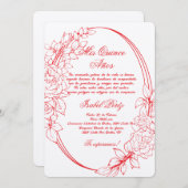 Red Frame Spanish Quinceanera Einladung (Vorne/Hinten)