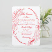 Red Frame Spanish Quinceanera Einladung (Stehend Vorderseite)