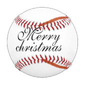 Red frame watercolor merry Christmas dd your name Baseball (Rückseite)