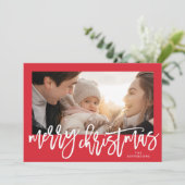 Red Frame & White Frohe Weihnachten Foto (Stehend Vorderseite)