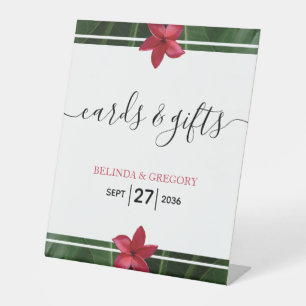 Red Frangipani Plumeria Wedding Cards & Gifts Sockelschild