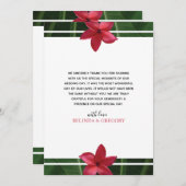 Red Frangipani Plumeria Wedding Danke Card (Vorne/Hinten)
