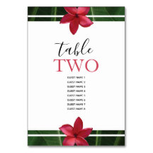 Red Frangipani Plumeria Wedding Guest Names