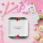 Red Frangipani Plumeria Wedding Pappteller (Party)