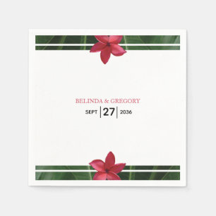 Red Frangipani Plumeria Wedding Serviette