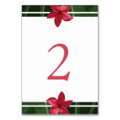 Red Frangipani Plumeria Wedding Tischnummer (Rückseite)