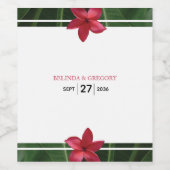 Red Frangipani Plumeria Wedding Weinetikett (Einzelnes Label)