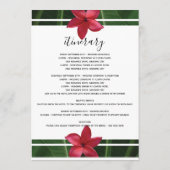 Red Frangipani Plumeria Wedding Welcome Itinerary Programm (Rückseite)