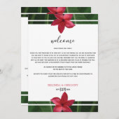 Red Frangipani Plumeria Wedding Welcome Itinerary Programm (Vorne/Hinten)
