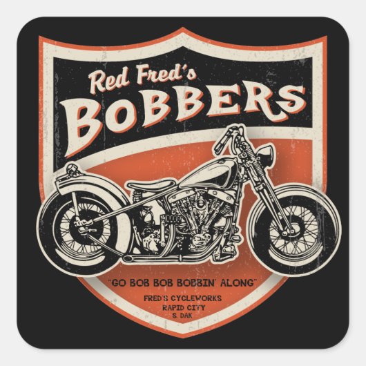 Red Freds Bobber Quadratischer Aufkleber (Vorderseite)