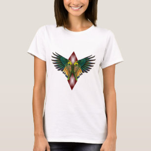 Red Freedom Wings Diamond Design T-Shirt