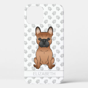 Red French Bulldog / Frenchie Cartoon Dog & Name Case-Mate iPhone Hülle