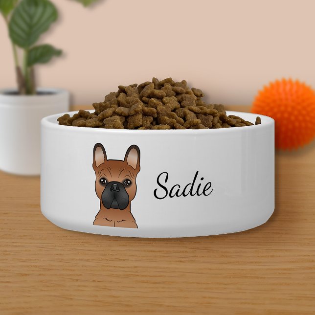 Red French Bulldog / Frenchie Cartoon Dog & Name Napf (Von Creator hochgeladen)