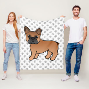 Red French Bulldog Niedlich Cartoon Dog Fleecedecke