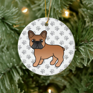 Red French Bulldog Niedlich Cartoon Dog Keramik Ornament