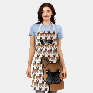 Red French Bulldog Niedlicher Cartoon Dog & Name Schürze