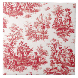 Red French Country Toile Fliese