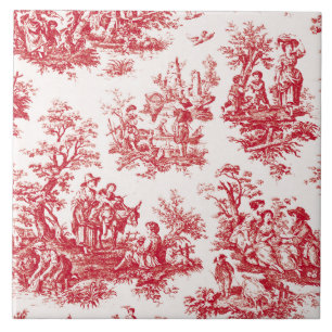 Red French Country Toile Fliese