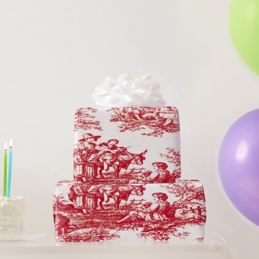Red French Country Toile Geschenkpapier (Partygeschenke)