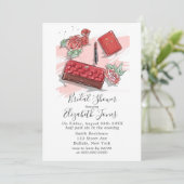 Red French Fashion Brautparty Einladung (Stehend Vorderseite)