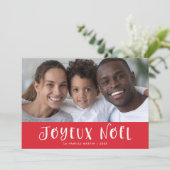 Red French Joyeux Weihnachten mit Foto (Stehend Vorderseite)