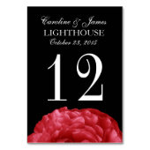 Red Frilly Rose Custom Wedding Tischnummer 12 (Vorderseite)