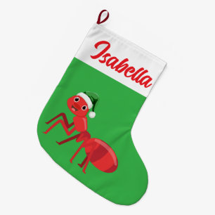 Red FroChristmas Green Ameise Weihnachtsmannmütze Großer Weihnachtsstrumpf