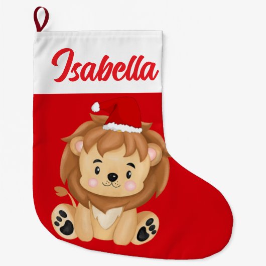 Red FroChristmas Löwe Safari Weihnachtsmannmütze X Großer Weihnachtsstrumpf (Vorderseite)