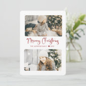 Red FroChristmas Modern 2 Foto Feiertagskarte (Stehend Vorderseite)