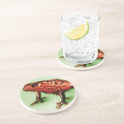 Red Frog SandStone Untersetzer, Tierskizze Sandstein Untersetzer (Seite)