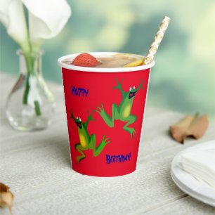 Red Froggy Birthday Party Paper Cups Pappbecher
