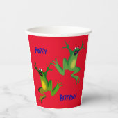 Red Froggy Birthday Party Paper Cups Pappbecher (Vorderseite)