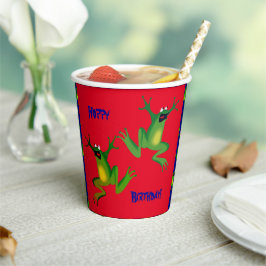 Red Froggy Birthday Party Paper Cups Pappbecher