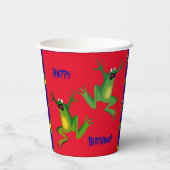 Red Froggy Birthday Party Paper Cups Pappbecher (Rückseite)