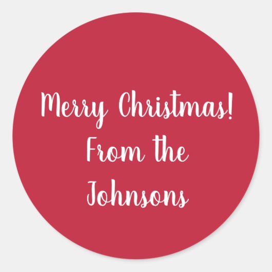 Red Frohe Weihnachten aus dem Geschenketikett der  Runder Aufkleber (Vorderseite)