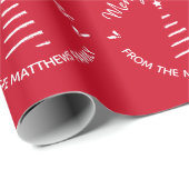 Red Frohe Weihnachten aus dem Individuelle Name Geschenkpapier (Rolleneckpunkt)