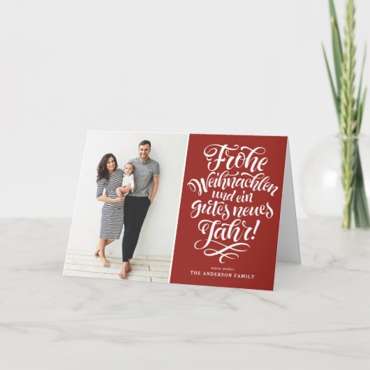 Red Frohe Weihnachten Calligrafy Foto (Vorderseite)