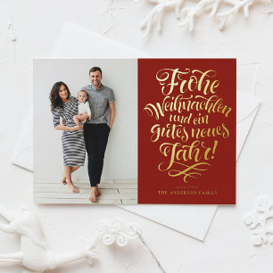 Red Frohe Weihnachten Calligrafy Foto Folien Feiertagskarte