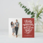Red Frohe Weihnachten Calligraphy Photo (Stehend Vorderseite)