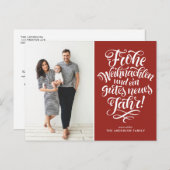 Red Frohe Weihnachten Calligraphy Photo (Vorne/Hinten)