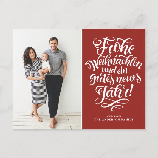 Red Frohe Weihnachten Calligraphy Photo (Vorderseite)