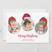 Red Frohe Weihnachts-Foto Weihnachtsmannmützen Feiertagskarte (Vorderseite)