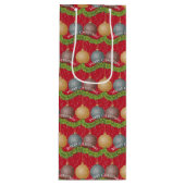 RED Frohe Weihnachtsbällmuster Geschenktüte Für Weinflaschen (Vorderseite)