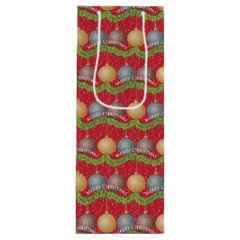 RED Frohe Weihnachtsbällmuster Geschenktüte Für Weinflaschen