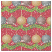 RED Frohe Weihnachtsbällmuster Stoff (Nahaufnahme)