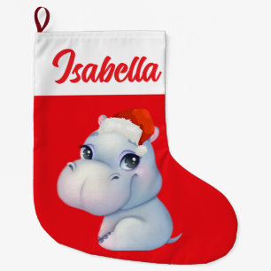 Red Frohe Weihnachtshippo Haustier Weihnachtsmannm Großer Weihnachtsstrumpf
