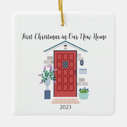 Red Front Door Erstes Weihnachten in unserer neuen Keramikornament (Vorderseite)