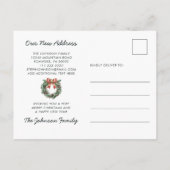 Red Front Door Frohe Weihnachten von New Zuhause Ankündigungspostkarte (Rückseite)