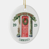 Red Front Door Personalisiert Erste Zuhause Weihna Keramik Ornament (Rechts)